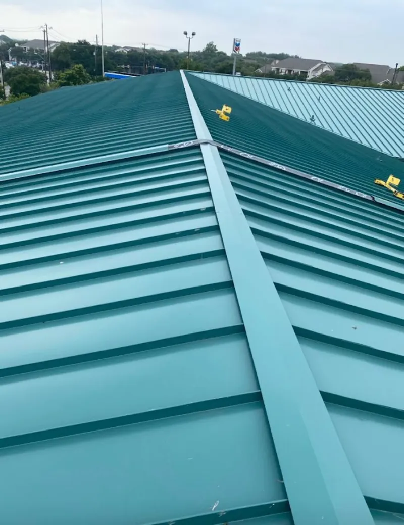 Green commercial metal roof ridge and valley for Metal Roof Repair in Melbourne